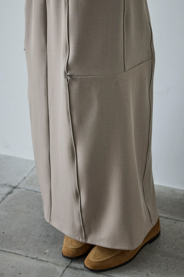 [予約/SET]メタルボタンニットベスト+ベルト付きサイドジップスカート(2set)