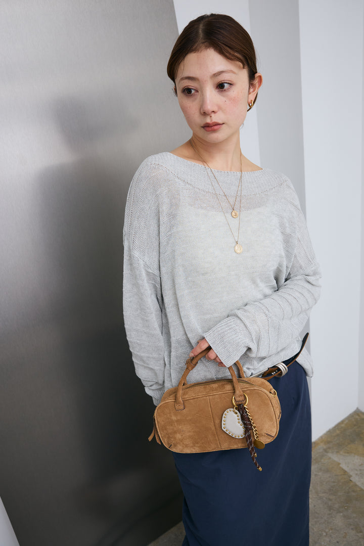 [予約]ボートネックテクスチャーボーダーサマーニット