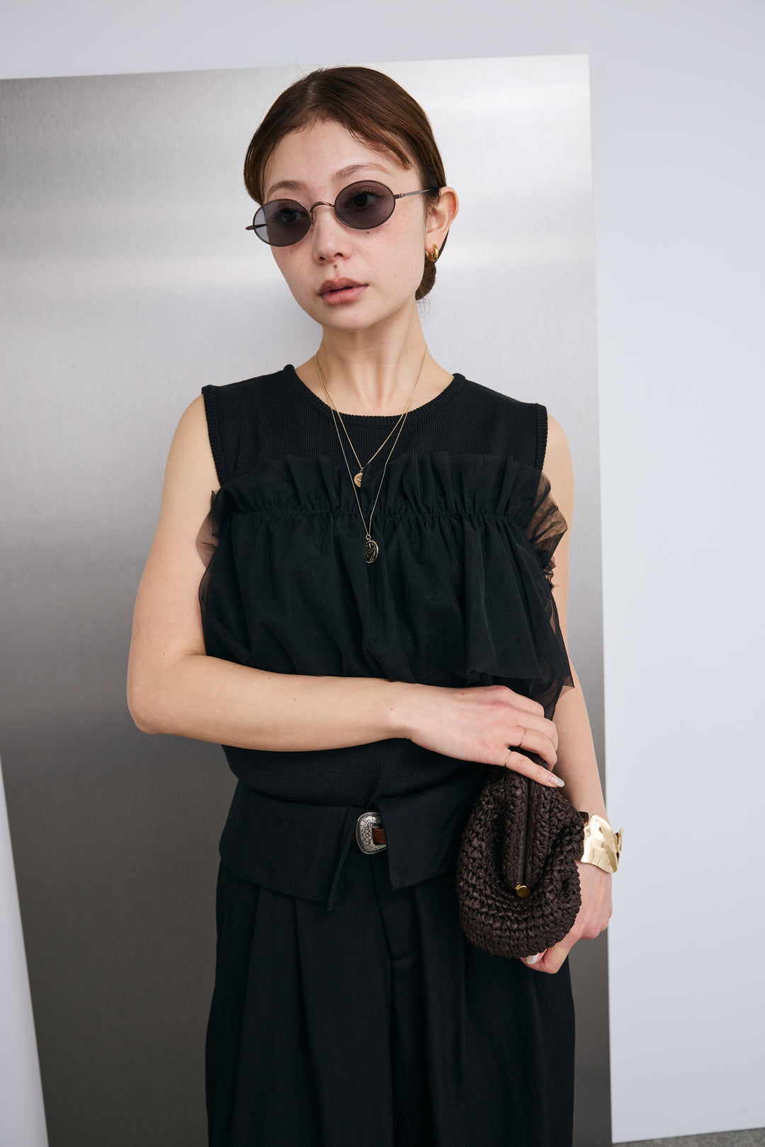 [予約]チュールフリルスポンジニットPO