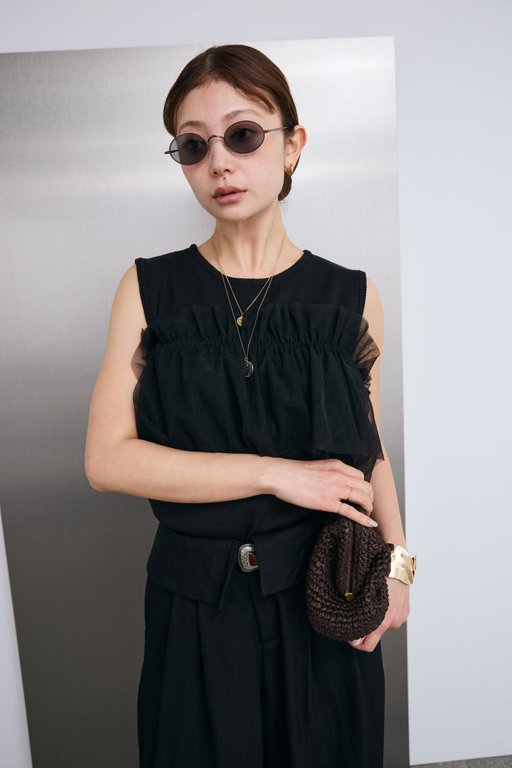 [予約]チュールフリルスポンジニットPO