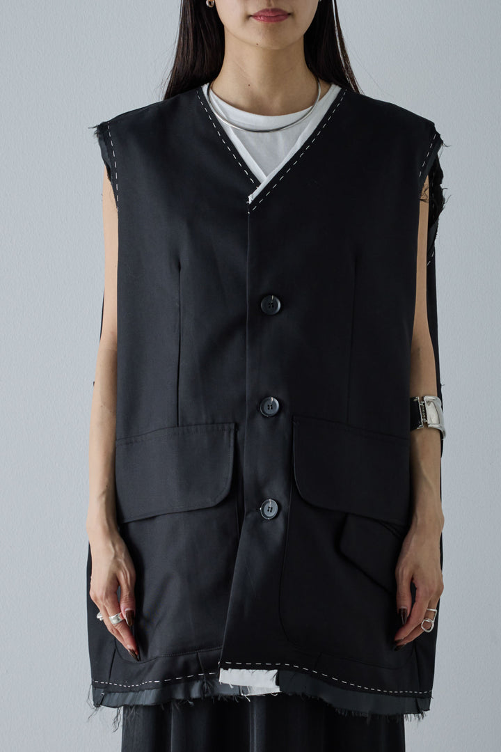[予約]切りっぱなしステッチデザインベスト