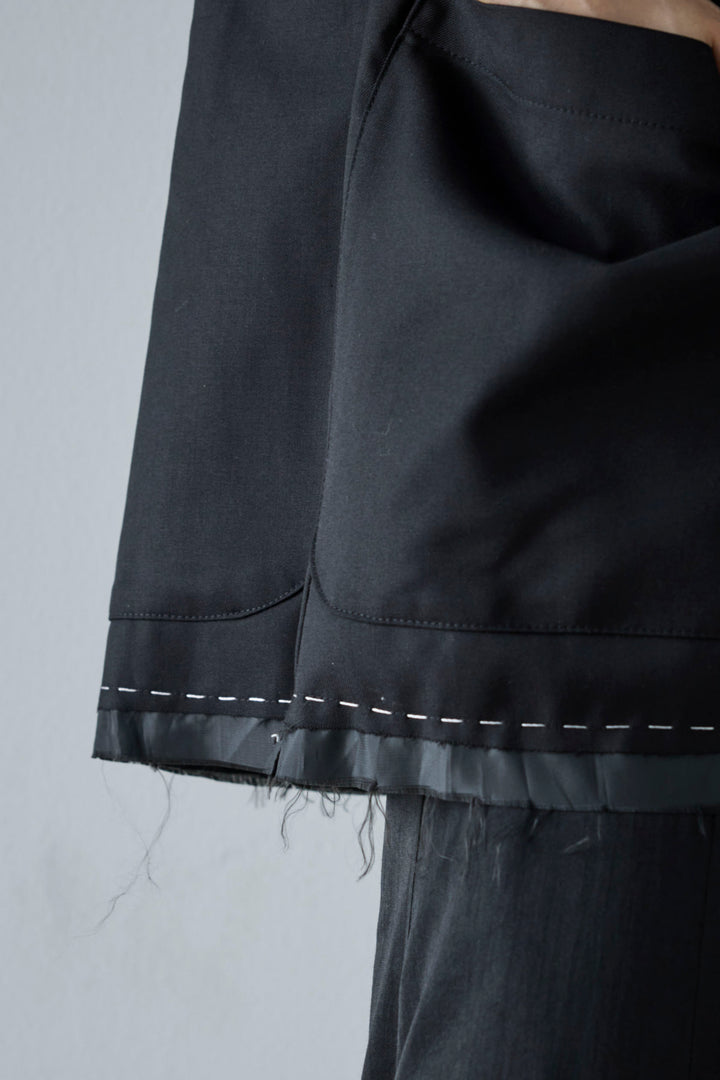 [予約/SET]切りっぱなしステッチデザインベスト+コンパクトスムース ミニ箔ロゴプリント+プリーツシアー切り替えスカート(3set)