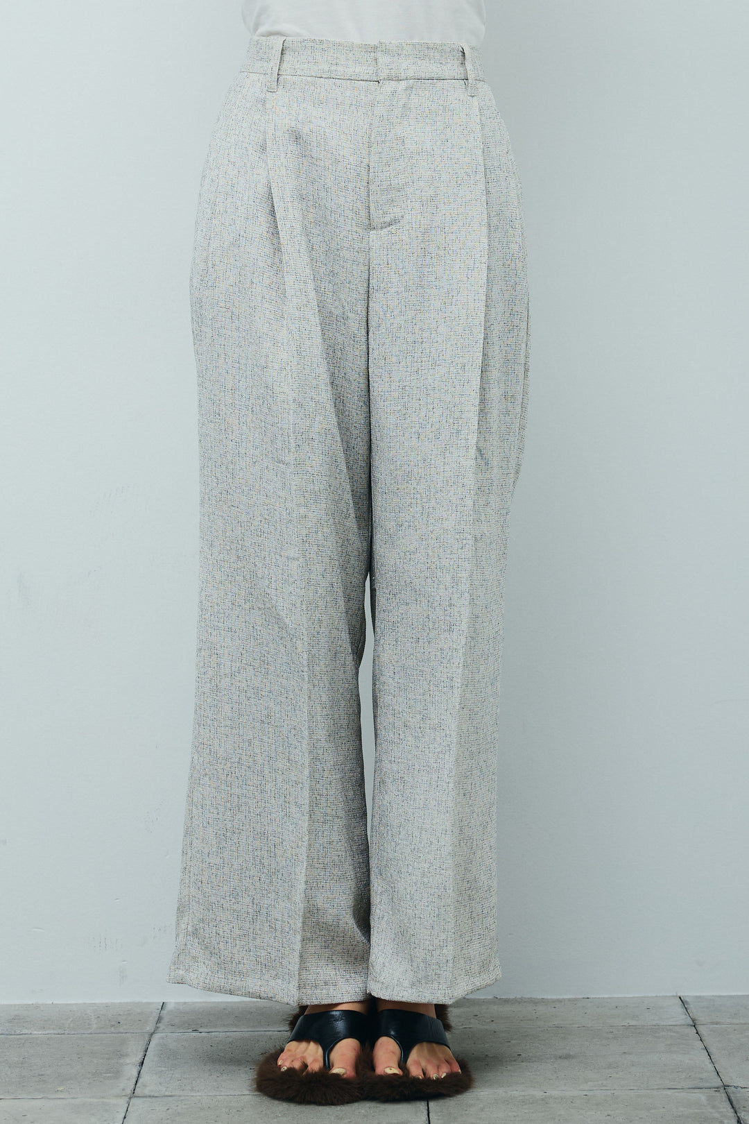 [予約/SET]バックリボンドレープブラウス+サマーツイードタックパンツ(2set)