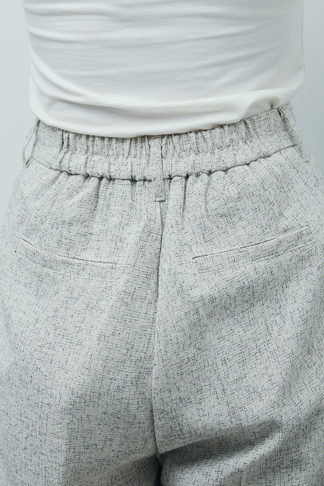 [予約/SET]バックリボンドレープブラウス+サマーツイードタックパンツ(2set)