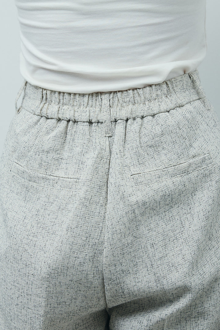 [予約/SET]バックリボンドレープブラウス+サマーツイードタックパンツ(2set)