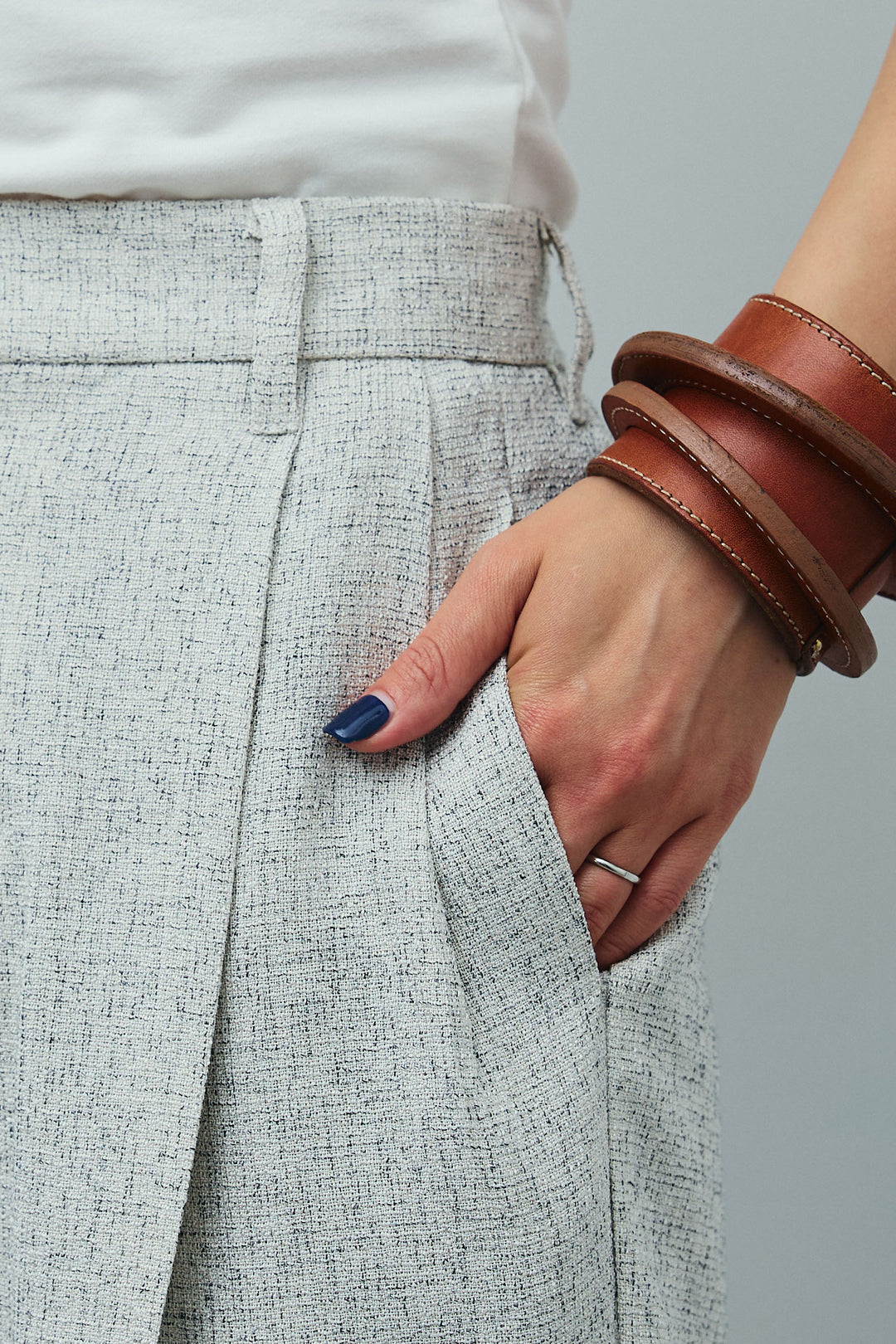 [予約/SET]バックリボンドレープブラウス+サマーツイードタックパンツ(2set)