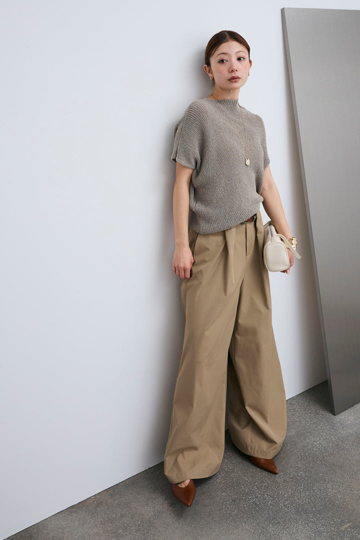 [予約/SET]アシメニットPO+ハイウエストタックワイドパンツ(2set)