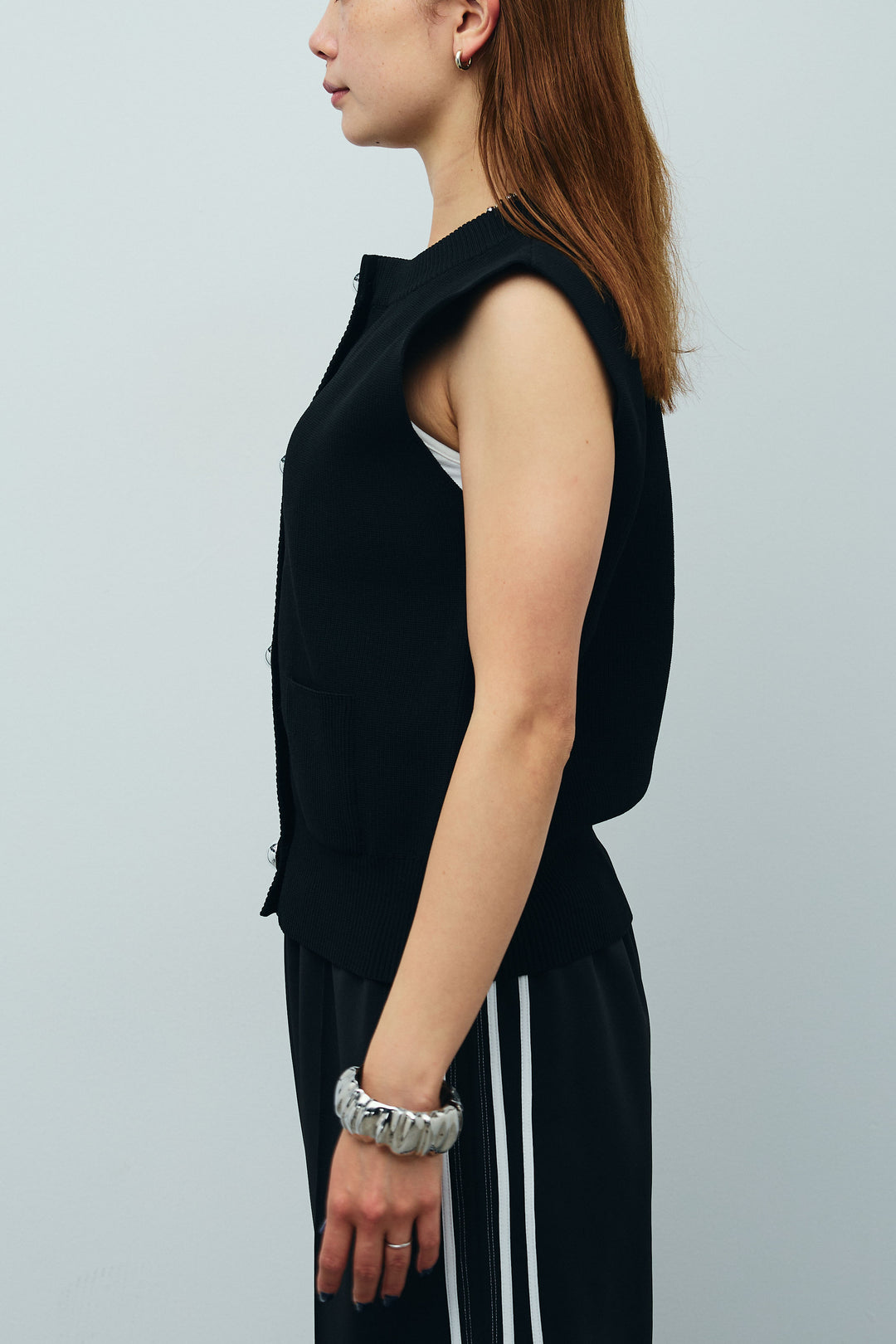 [予約/SET]メタルボタンニットベスト+サイドライントラックPT(2set)