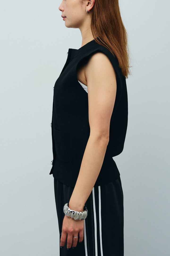 [予約/SET]メタルボタンニットベスト+サイドライントラックPT(2set)