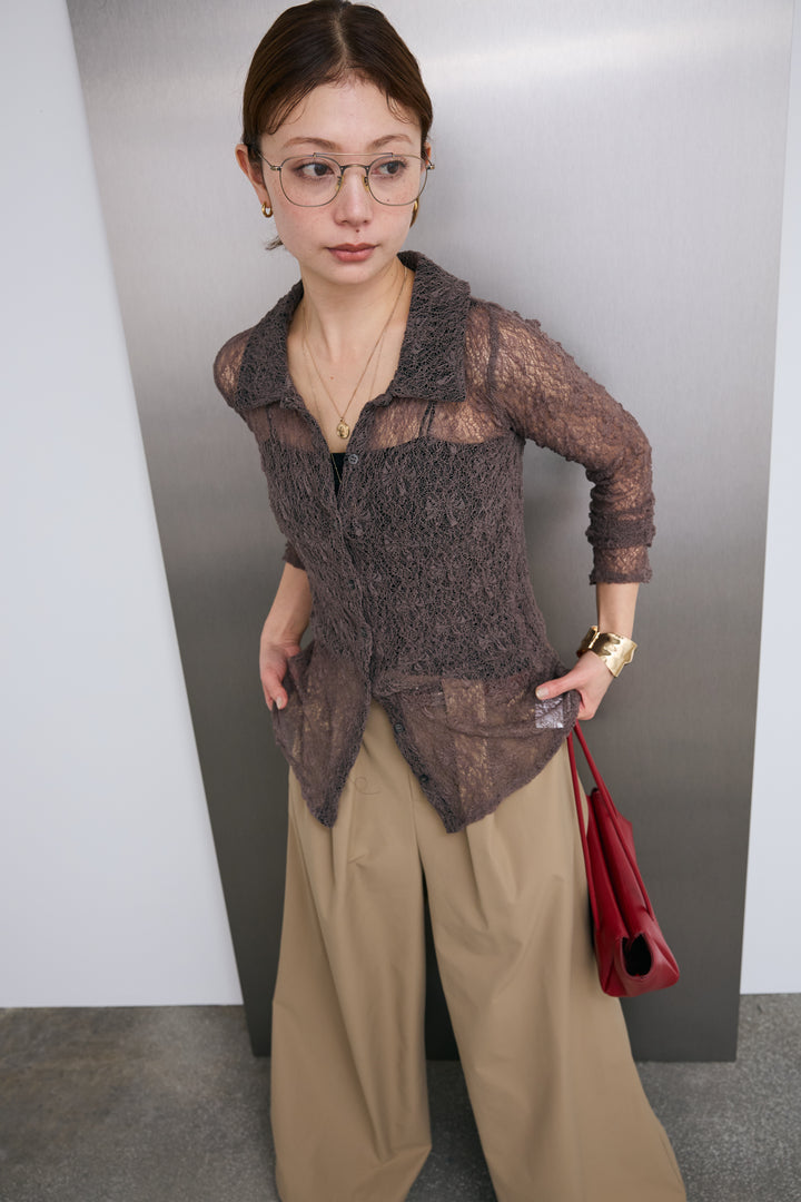[予約]シアーレース襟付きカーデ