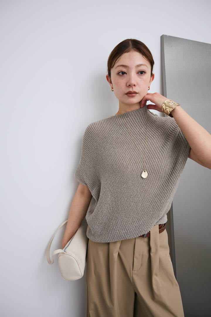 [予約/SET]アシメニットPO+ハイウエストタックワイドパンツ(2set)