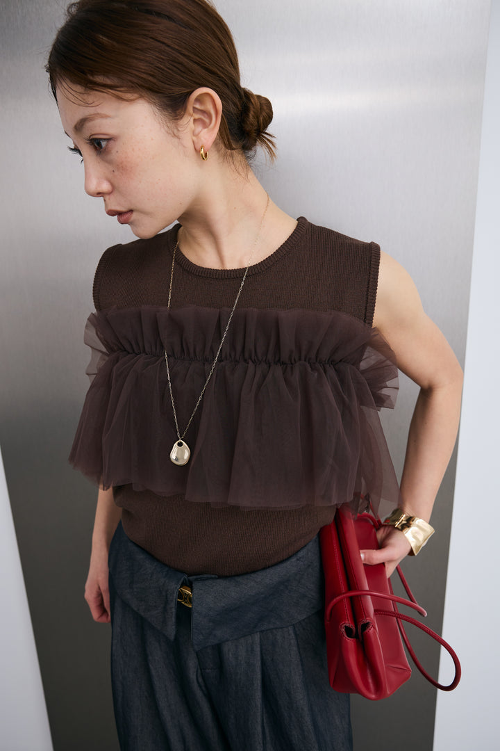 [予約]チュールフリルスポンジニットPO