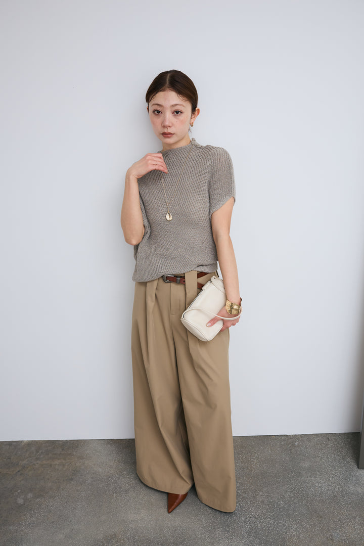 [予約/SET]アシメニットPO+ハイウエストタックワイドパンツ(2set)