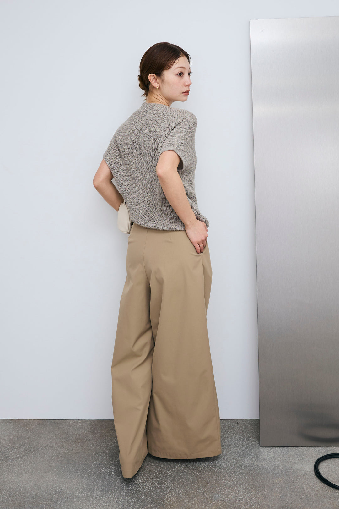 [予約/SET]アシメニットPO+ハイウエストタックワイドパンツ(2set)