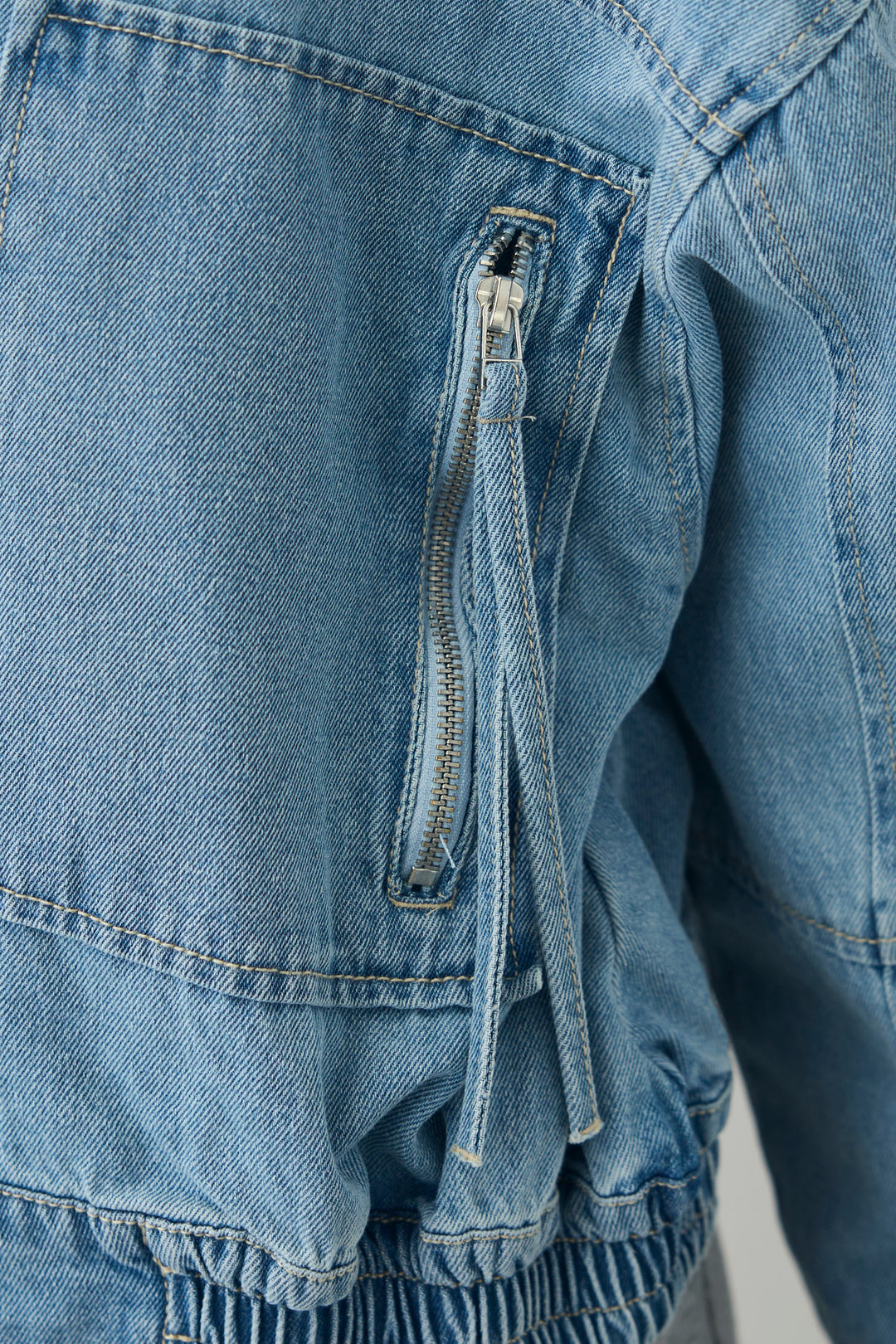 [予約/SET]シアーテレコヘンリーネックPO+スタンドカラーショート丈デニムブルゾン(2set)