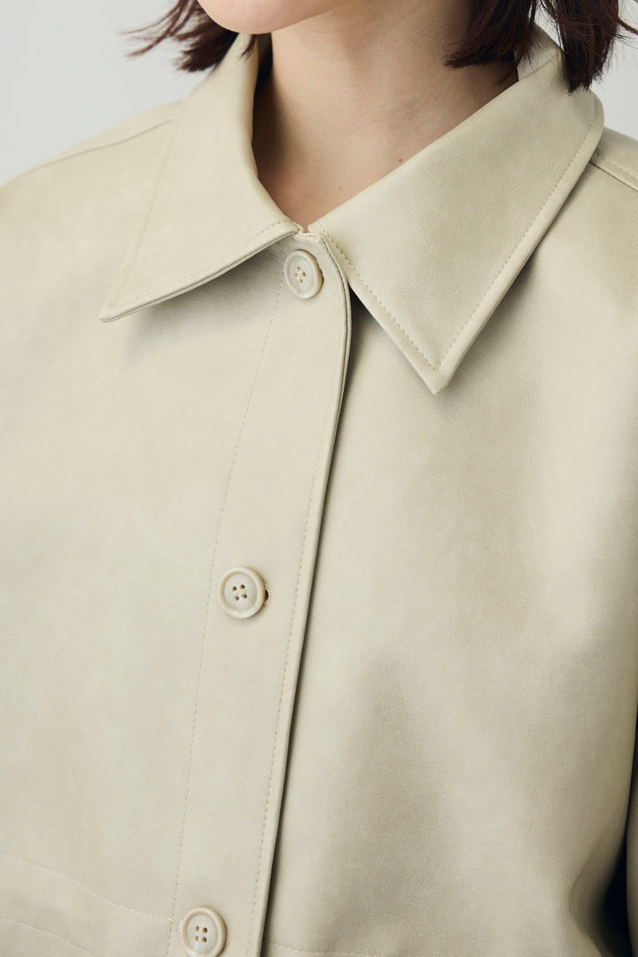 [予約/SET]シアーテレコヘンリーネックPO+フェイクレザー オーバーサイズ ダブルジップ ブルゾン(2set)