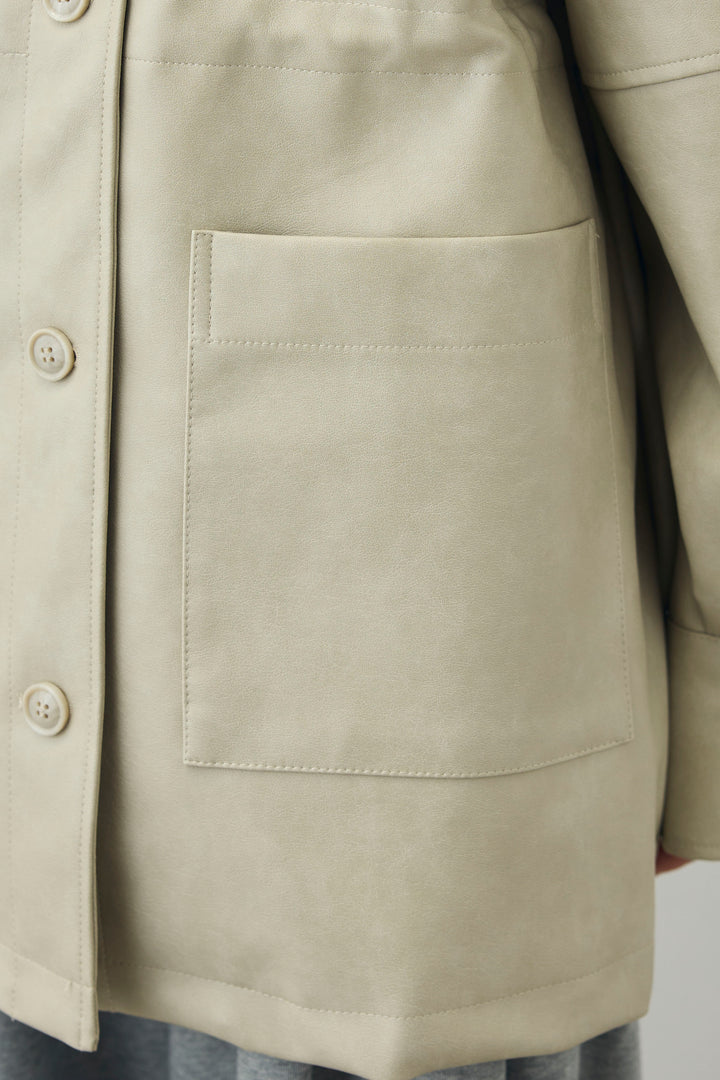 [予約/SET]シアーテレコヘンリーネックPO+ダブルウエストスウェットパンツ+フェイクレザー オーバーサイズ ダブルジップ ブルゾン(3set)