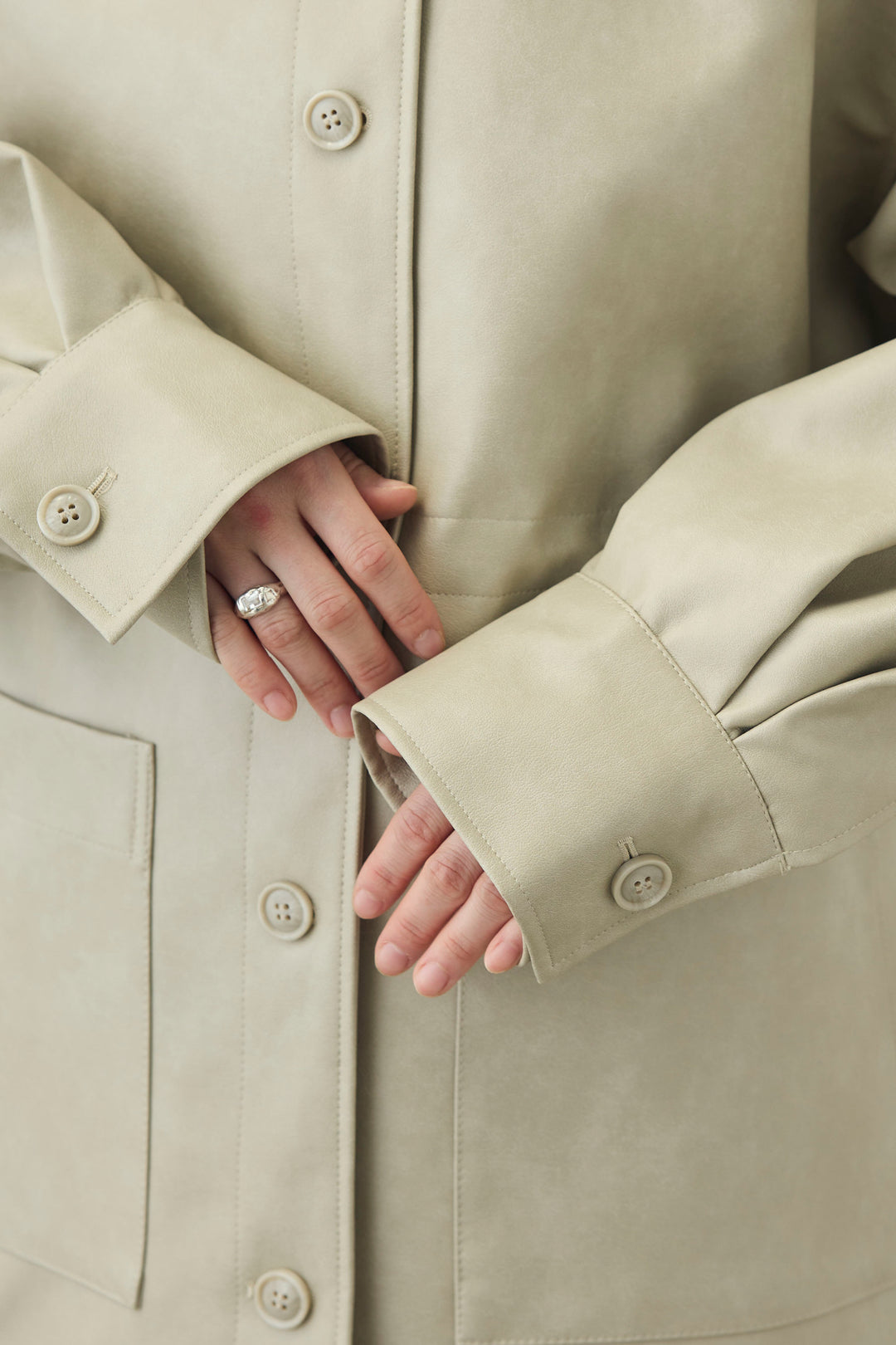 [予約/SET]シアーテレコヘンリーネックPO+ダブルウエストスウェットパンツ+フェイクレザー オーバーサイズ ダブルジップ ブルゾン(3set)