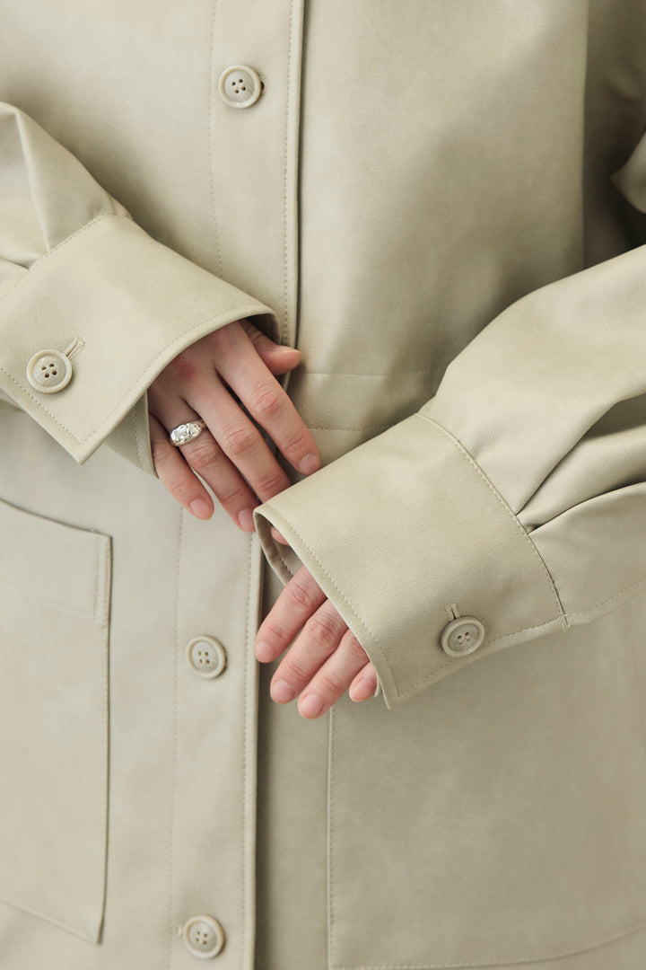 [予約/SET]シアーテレコヘンリーネックPO+ダブルウエストスウェットパンツ+フェイクレザー オーバーサイズ ダブルジップ ブルゾン(3set)