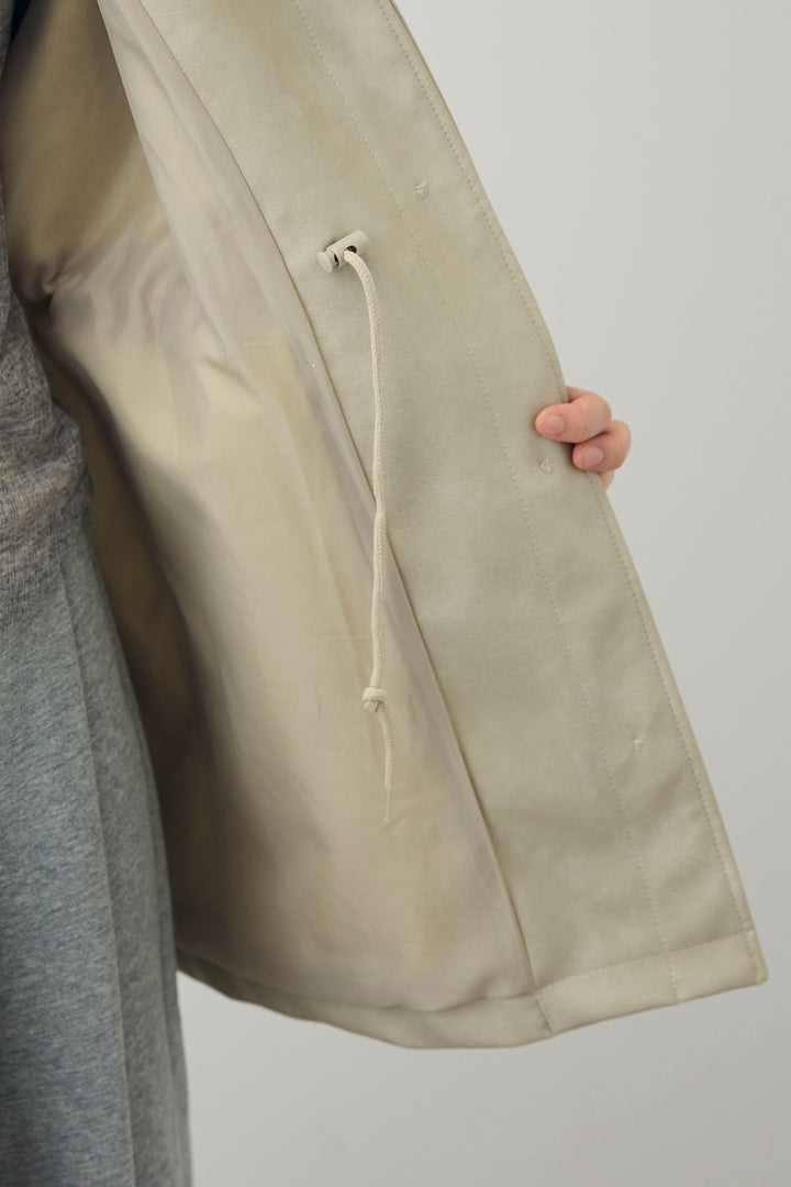 [予約/SET]シアーテレコヘンリーネックPO+フェイクレザー オーバーサイズ ダブルジップ ブルゾン(2set)