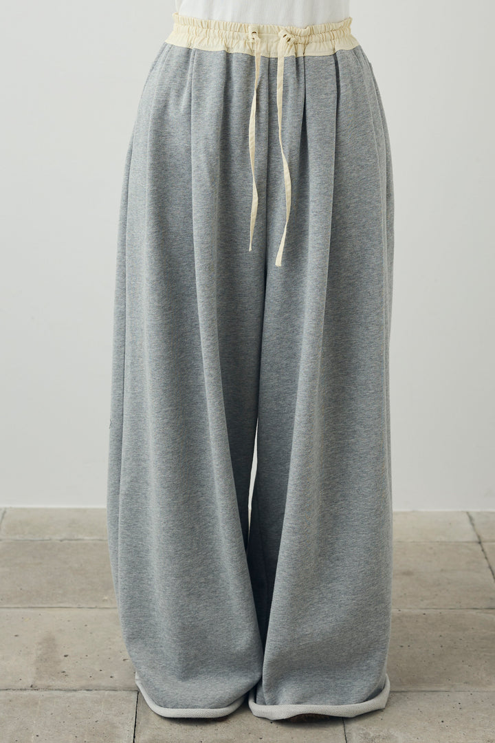 [予約/SET]ダブルウエストスウェットパンツ+スタンドカラーショート丈デニムブルゾン(2set)