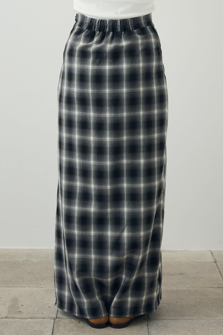 [予約/SET]フェザークロップドシャツ+チェックストレートスカート(2set)