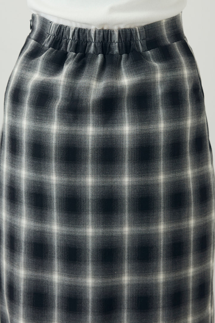 [予約/SET]アシンメトリーデザインニットベスト+チェックストレートスカート(2set)