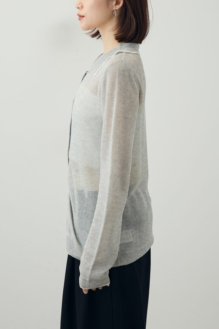 [予約]リネンタッチポロニットカーデ