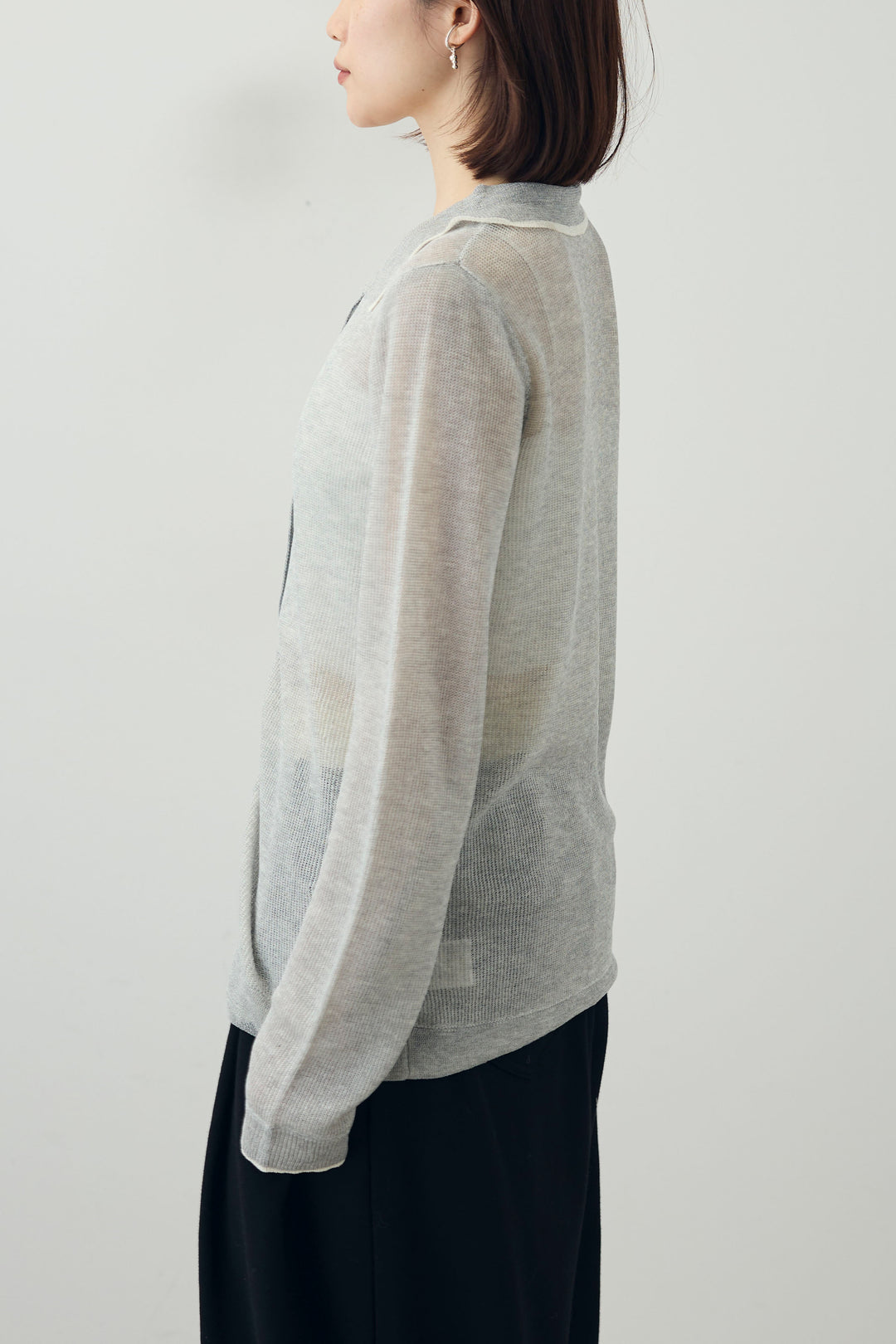 [予約/SET]ストライプシャツ+リネンタッチポロニットカーデ+ダブルウエストスウェットパンツ(3set)