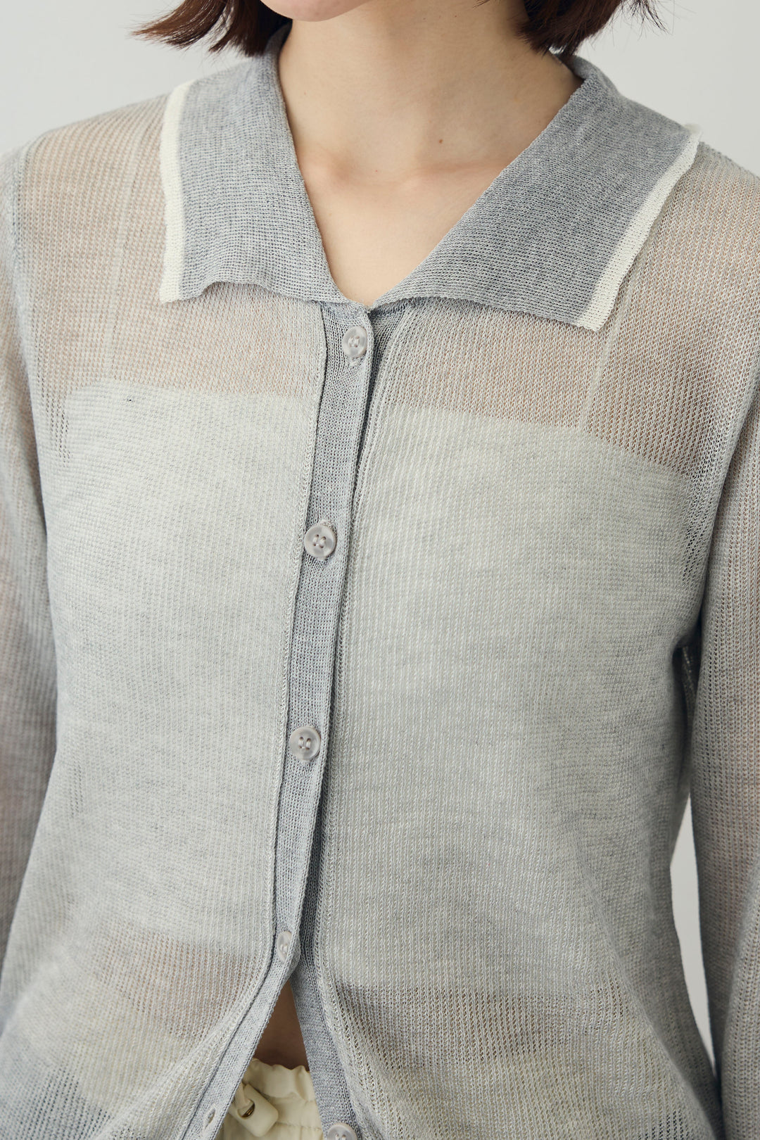 [予約/SET]ストライプシャツ+リネンタッチポロニットカーデ+ダブルウエストスウェットパンツ(3set)