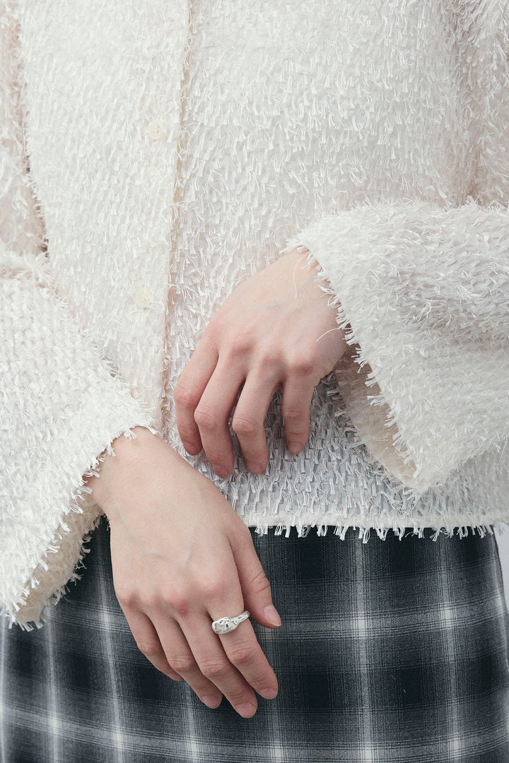 [予約/SET]フェザークロップドシャツ+チェックストレートスカート(2set)