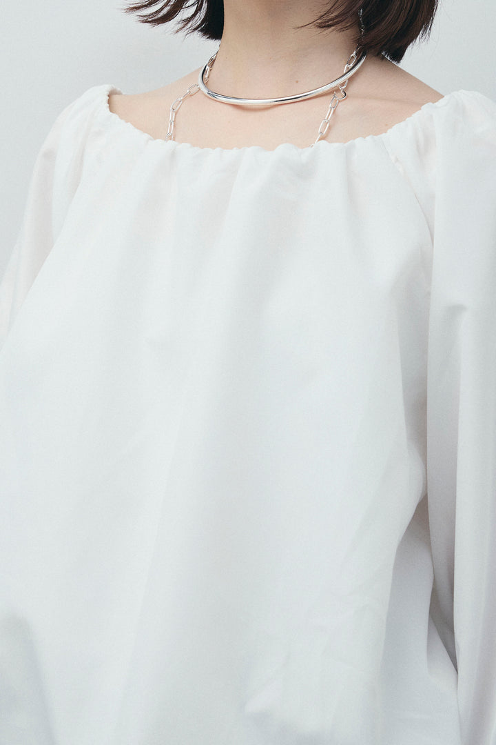 [予約/SET]オフショルバルーンブラウス+チェックストレートスカート(2set)