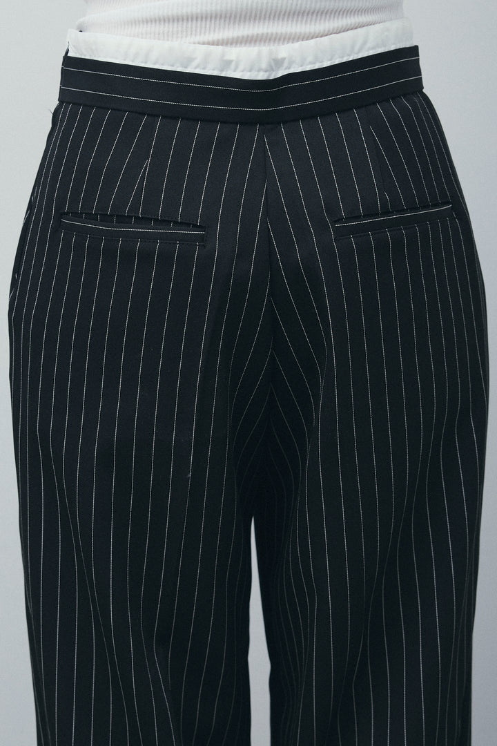 [予約/SET]オフショルプルオーバー+ダブルウエストピンストライプパンツ(2set)