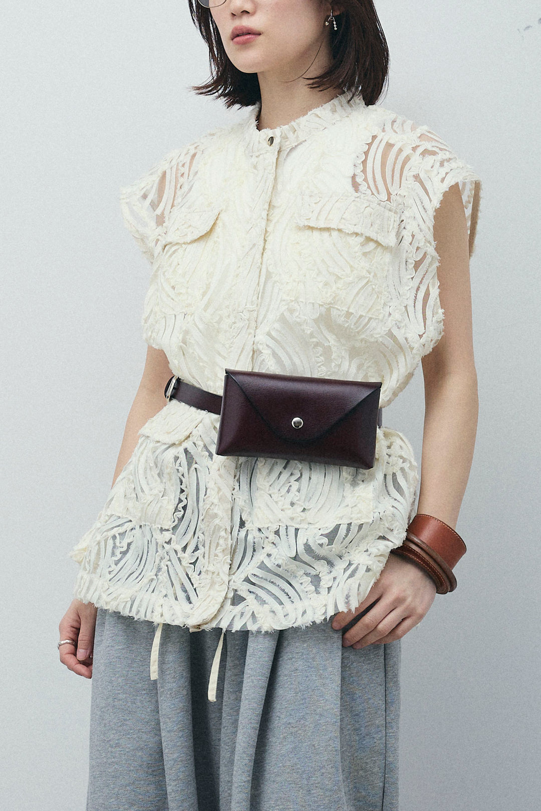 [予約/SET]テープ刺繍ジレベスト+ダブルウエストスウェットパンツ(2set)