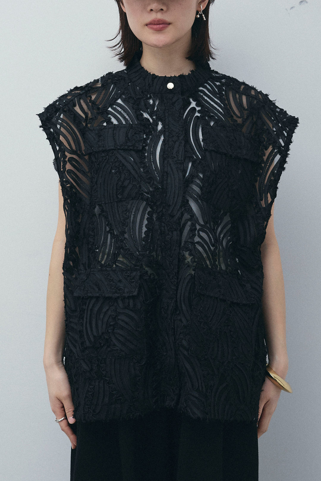 [予約/SET]テープ刺繍ジレベスト+ダブルウエストスウェットパンツ(2set)