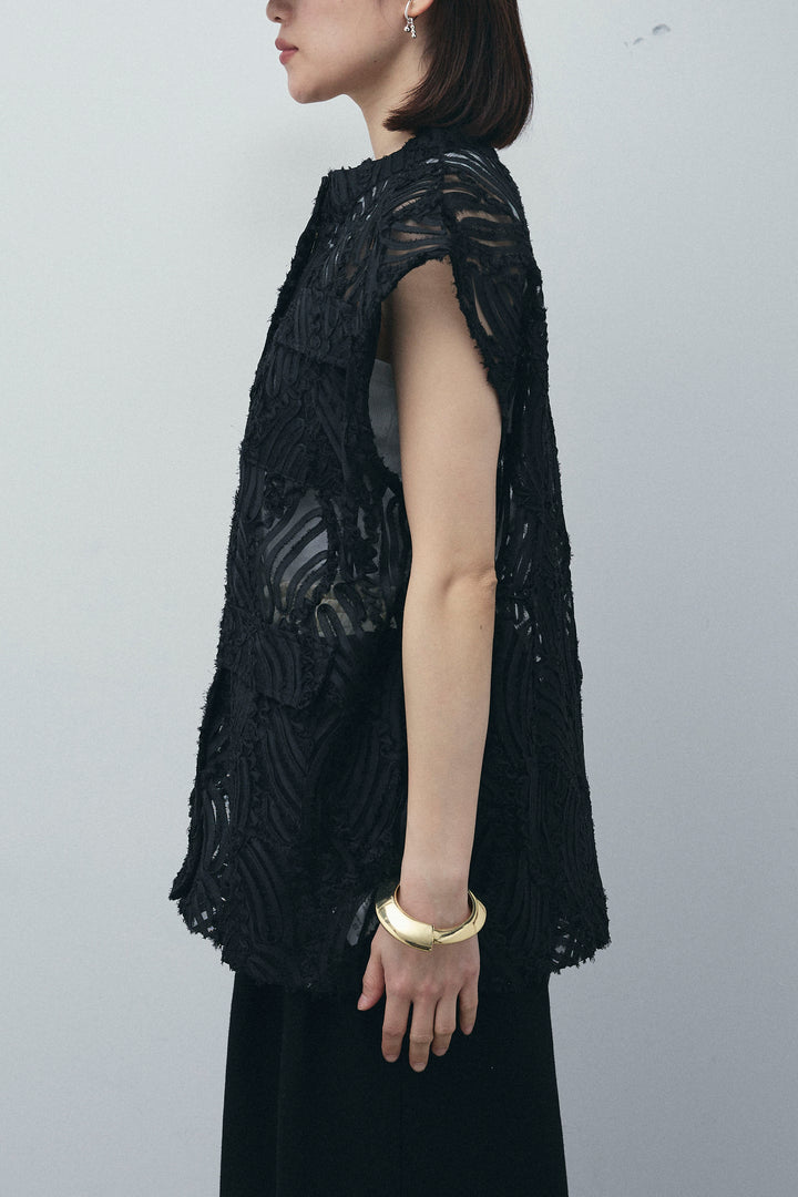 [予約/SET]テープ刺繍ジレベスト+ダブルウエストスウェットパンツ(2set)