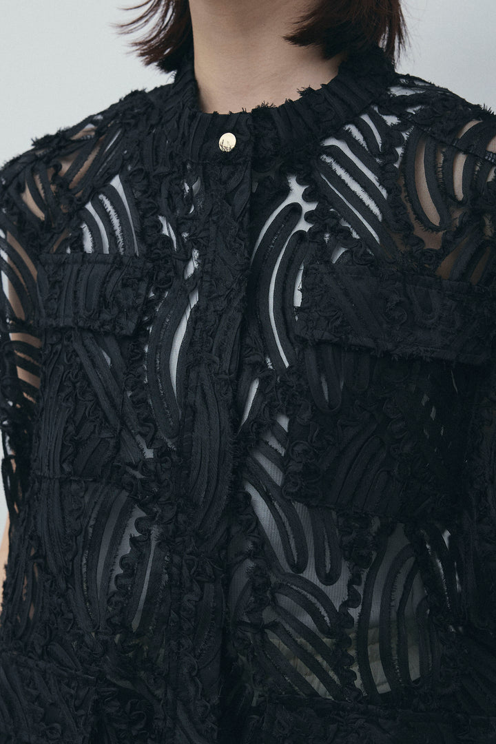 [予約/SET]テープ刺繍ジレベスト+ダブルウエストスウェットパンツ(2set)