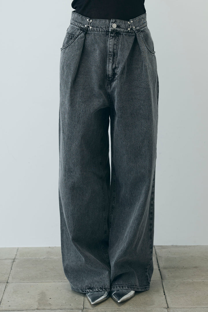 [予約]ウエストホックワイドデニム