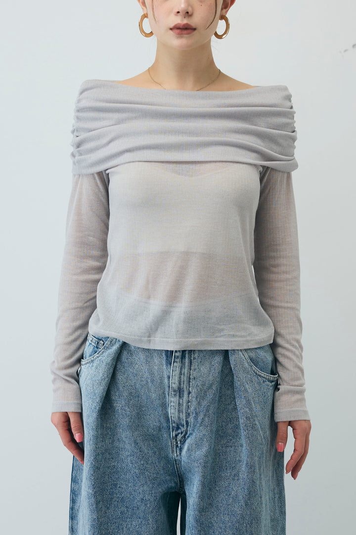 [予約/SET]シアーオフショルトップス+ウエストホックワイドデニム(2set)