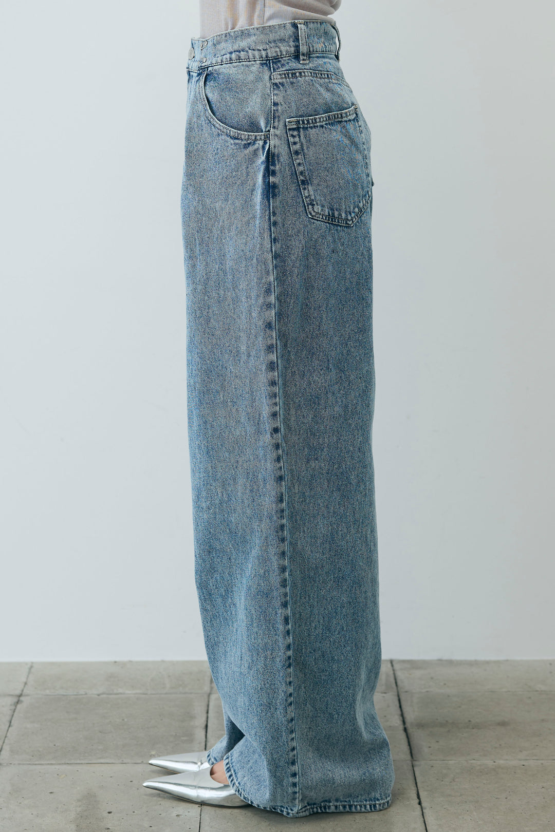 [予約/SET]シアーオフショルトップス+ウエストホックワイドデニム(2set)