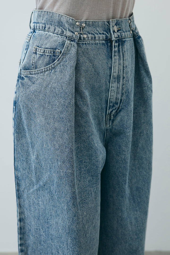 [予約/SET]シアーオフショルトップス+ウエストホックワイドデニム(2set)