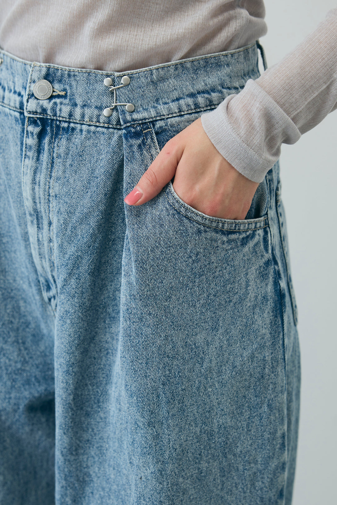 [予約]ウエストホックワイドデニム