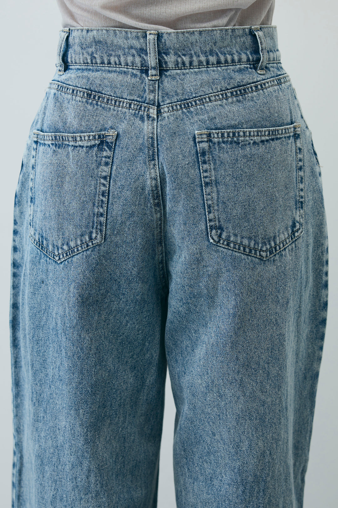 [予約/SET]シアーオフショルトップス+ウエストホックワイドデニム(2set)