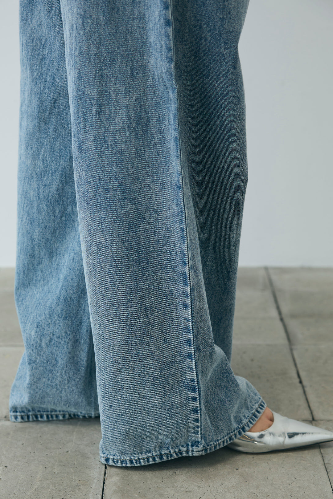 [予約/SET]シアーオフショルトップス+ウエストホックワイドデニム(2set)