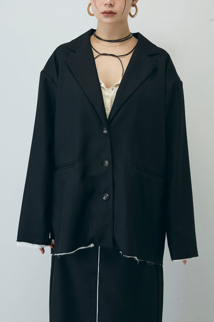 [予約/SET]ヘザーエステルテーラードジャケット+シアーテレコヘンリーネックPO+ヘザーエステルストレートスカート(3set)