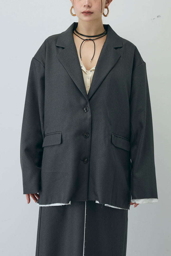 [予約/SET]ヘザーエステルテーラードジャケット+シアーテレコヘンリーネックPO+ヘザーエステルストレートスカート(3set)