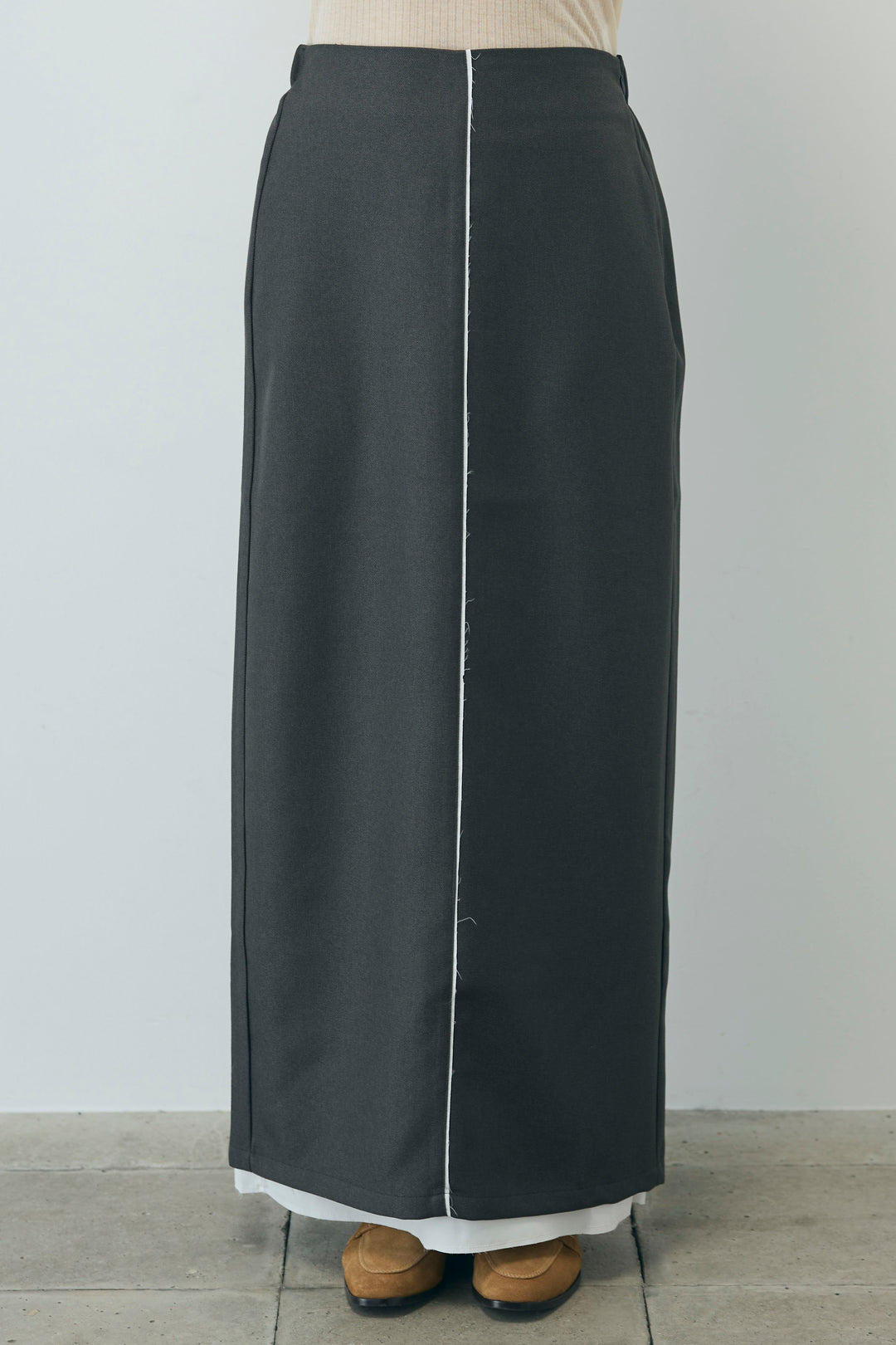 [予約/SET]ヘザーエステルテーラードジャケット+シアーテレコヘンリーネックPO+ヘザーエステルストレートスカート(3set)