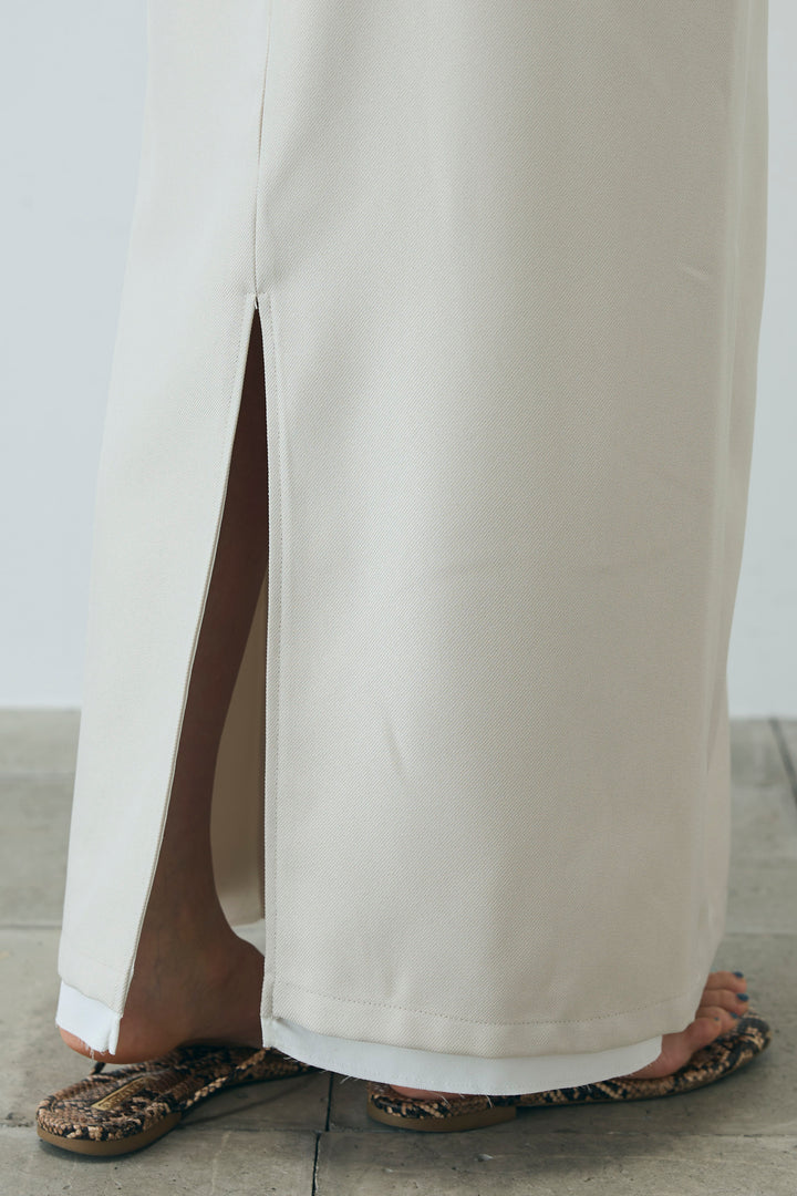 [予約/SET]ヘザーエステルテーラードジャケット+シアーテレコヘンリーネックPO+ヘザーエステルストレートスカート(3set)