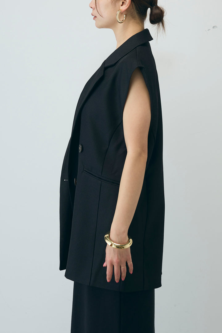 [予約/SET]ヘザーエステルテーラードジレ+ヘザーエステルカーブパンツ(2set)