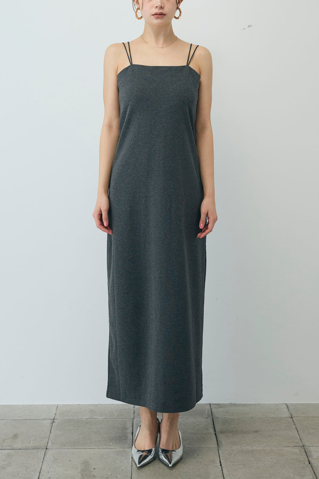 [予約/SET]カップ付きキャミOP+ヘザーエステルテーラードジレ(2set)